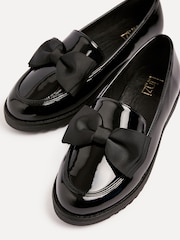 Linzi Black Wide Fit Violetta Classic Slip-On Loafers With Fabric Bow Detail - Image 5 of 6
