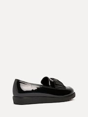 Linzi Black Wide Fit Violetta Classic Slip-On Loafers With Fabric Bow Detail - Image 6 of 6