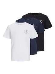 JACK & JONES JUNIOR Blue Short Sleeve T-Shirts 3 Pack - Image 1 of 3