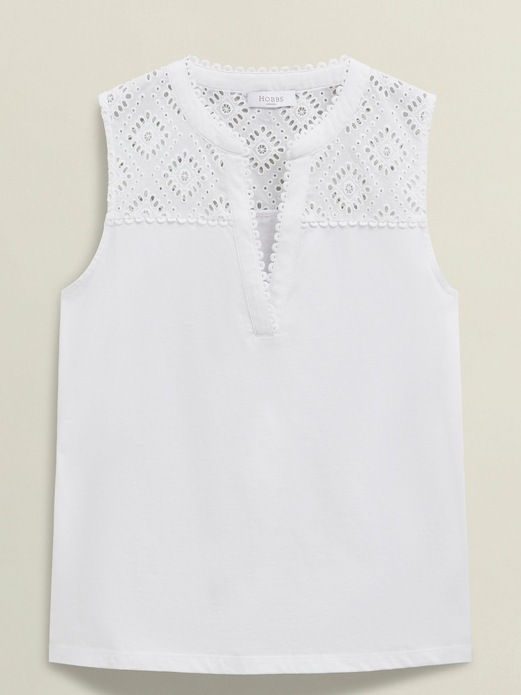 Hobbs White Suzanna Broderie Top - Image 1 of 1