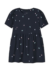 Name It Blue Heart Print Cap Sleeve Dress - Image 1 of 1
