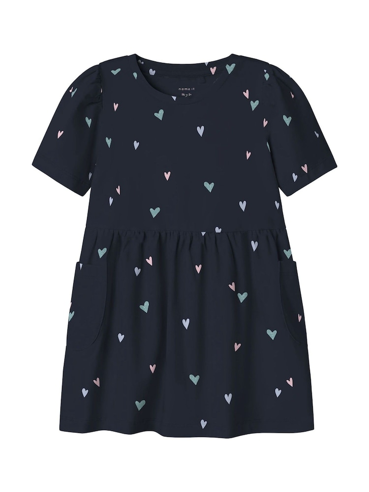 Name It Blue Heart Print Cap Sleeve Dress - Image 1 of 1