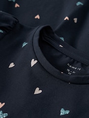 Blau - Name It Heart Print Cap Sleeve Dress - Bild 3 von 3