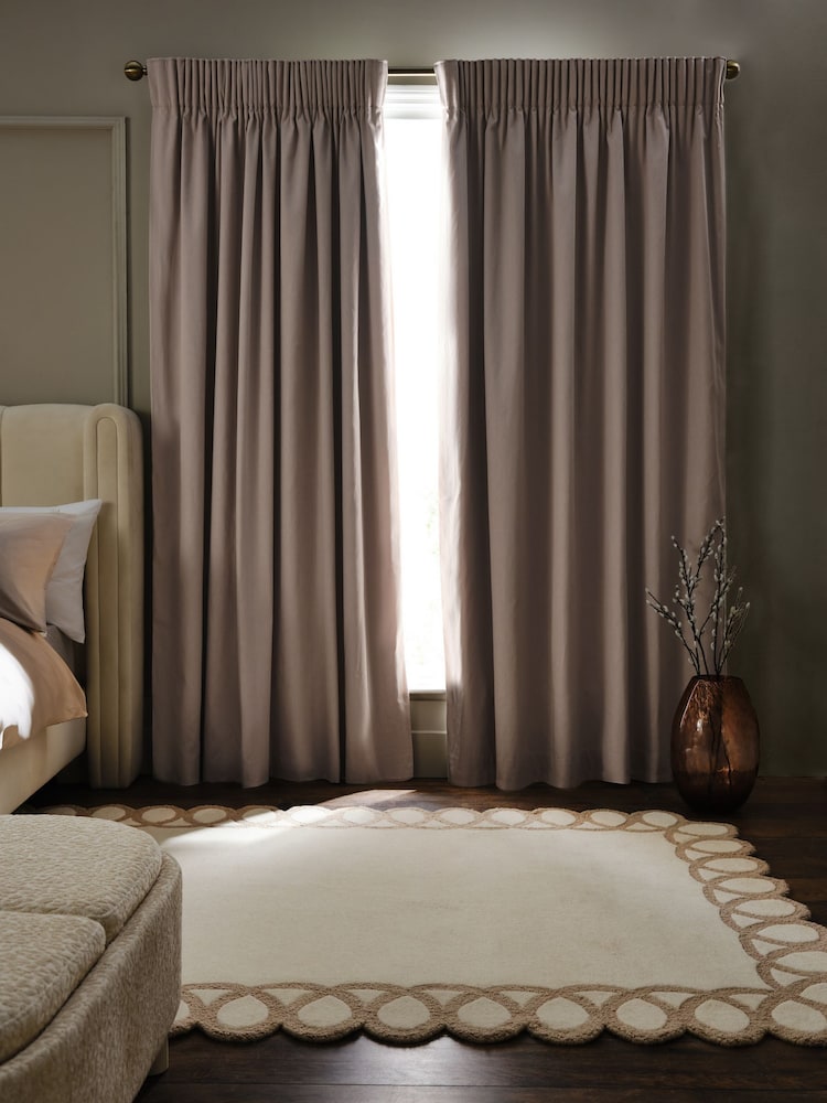 Blush Pink Cotton Sateen Blackout Thermal Pencil Pleat Curtains - Image 2 of 6 Blush Pink Cotton Sateen Blackout Thermal Pencil Pleat Curtains - Image 2 of 6