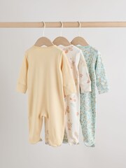 Yellow 3 Pack Baby Sleepsuits - Image 6 of 13
