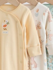 Yellow 3 Pack Baby Sleepsuits - Image 7 of 13