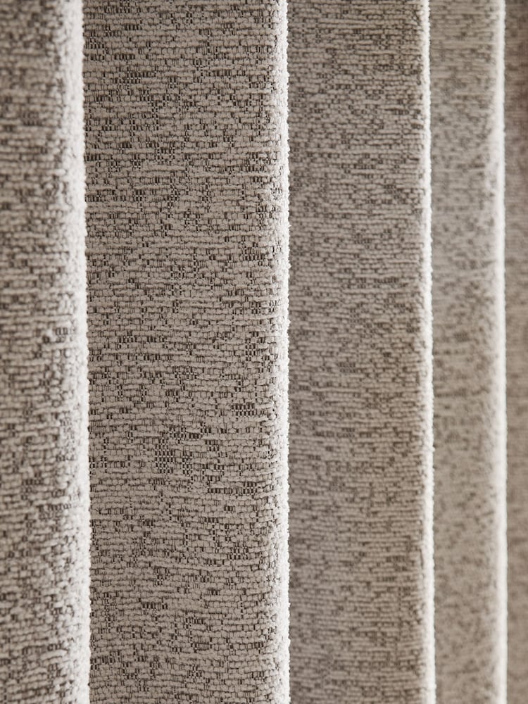 Light Grey Bouclé Super Thermal Eyelet Curtains - Image 5 of 5