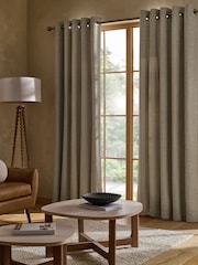 Natural Bouclé Super Thermal Eyelet Curtains - Image 2 of 6