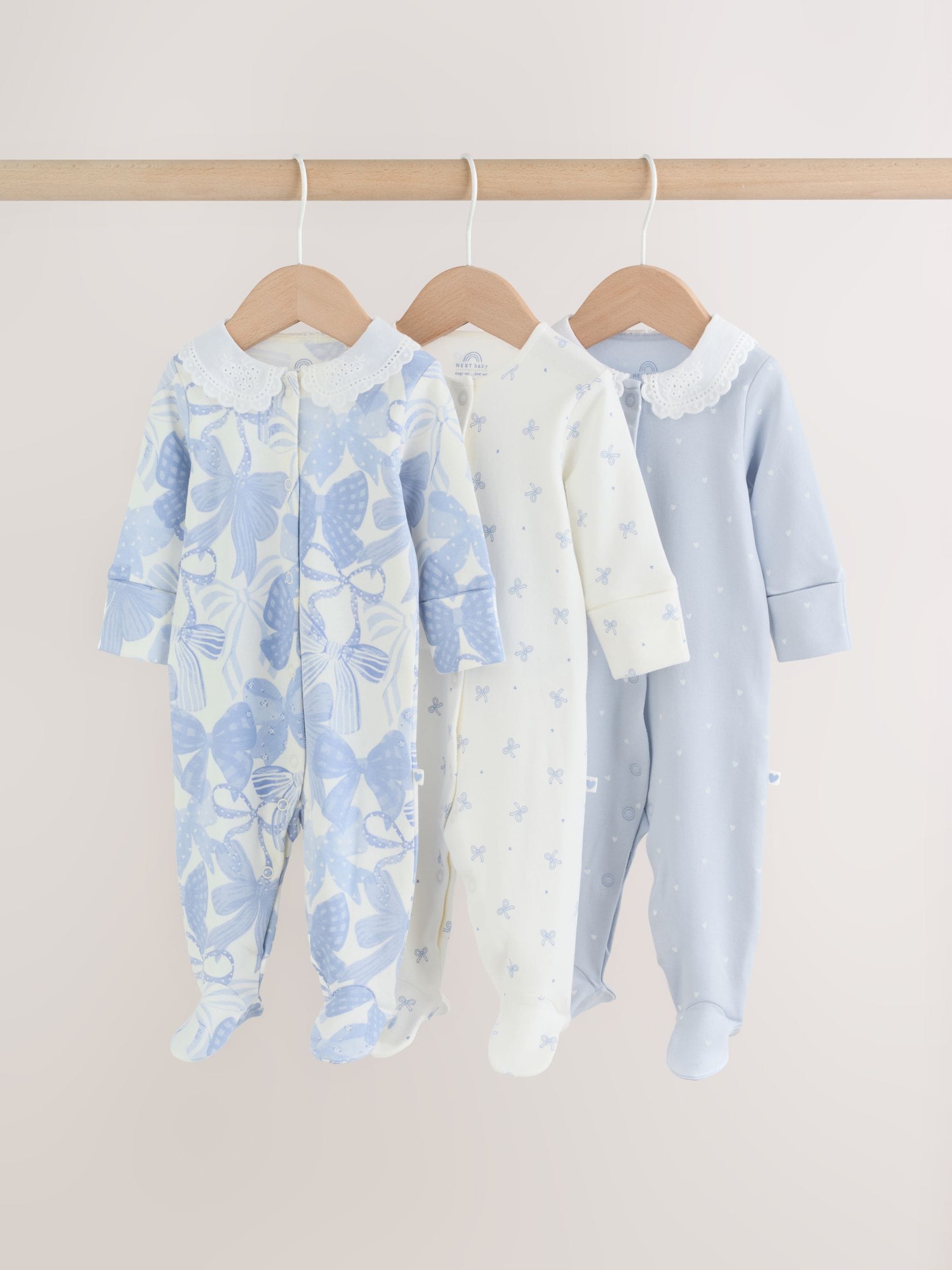 Pink Floral Bunny Sleepsuits 3 Pack (0mths-2yrs)