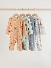 Multi Safari Animal Baby Sleepsuits 4 Pack (0mths-3yrs) - Image 2 of 15