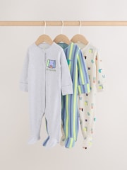 Blue Dog Two Way Zip Baby Sleepsuits 3 Pack (0mths-2yrs) - Image 1 of 11