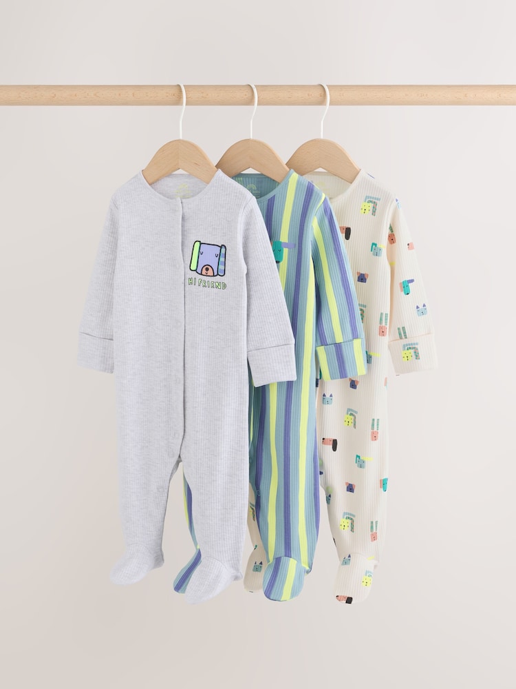 Blue Dog Two Way Zip Baby Sleepsuits 3 Pack (0mths-2yrs) - Image 1 of 11 Blue Dog Two Way Zip Baby Sleepsuits 3 Pack (0mths-2yrs) - Image 1 of 11
