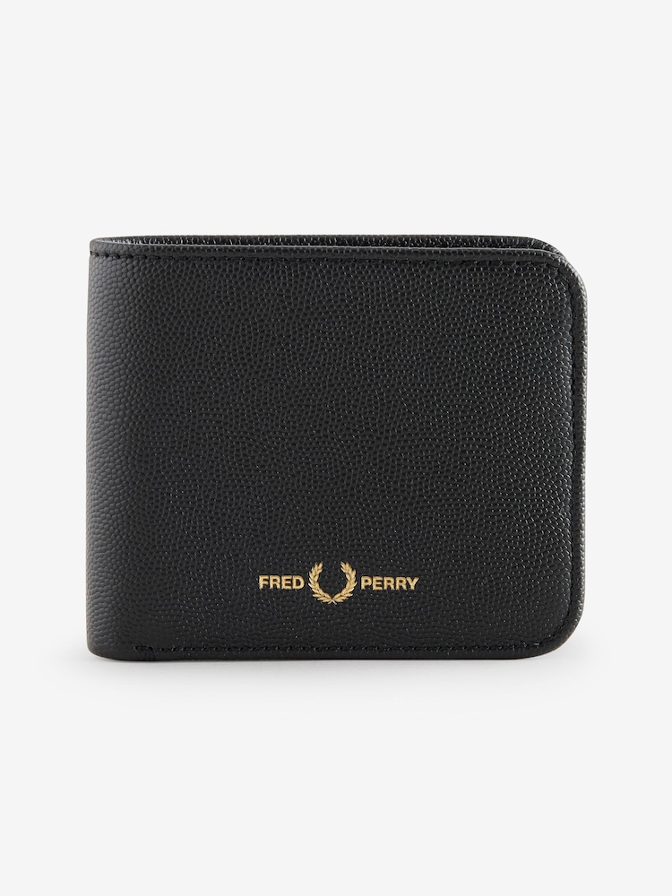 Fred Perry Scotchgrain Leather Black Wallet - Image 1 of 1 Fred Perry Scotchgrain Leather Black Wallet - Image 1 of 1
