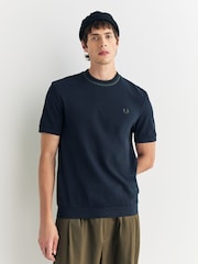 Fred Perry Blue Crew Neck Pique T-shirt - صورة 1 من 5