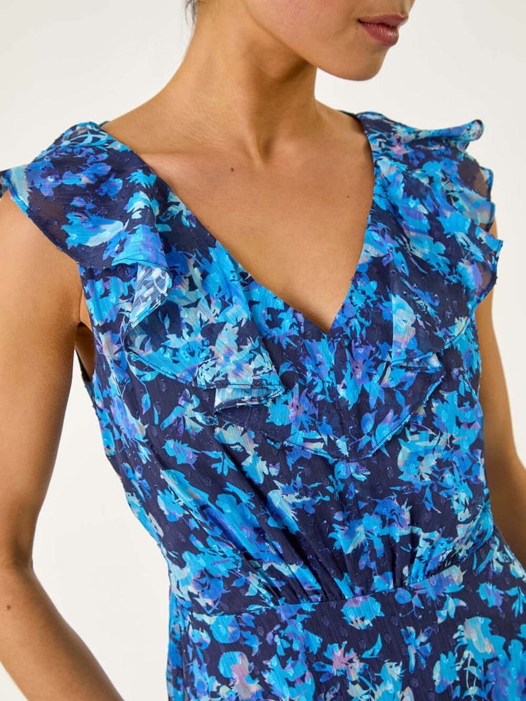 Roman Petite Floral Print Frill Midi Dress - Image 5 of 5 Roman Petite Floral Print Frill Midi Dress - Image 5 of 5