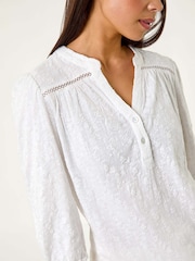 Roman White Petite Embroidered Stretch Blouse - Image 5 of 5