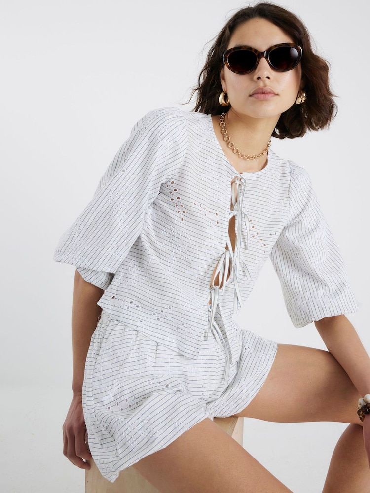River Island 100de e Stripe saia listrada % algodão Set - Imagem 1 de 4