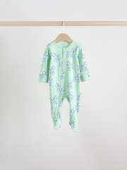 Multi Cotton Two Way Zip Baby Sleepsuits 5 Pack (0-2yrs) - Image 3 of 15