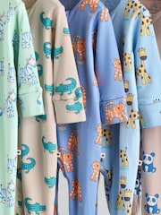Multi Cotton Two Way Zip Baby Sleepsuits 5 Pack (0-2yrs) - Image 9 of 15