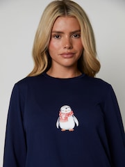 Loungeable Grey Penguin Long Sleeve Top and Trousers Set - Image 5 of 5