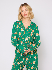 Loungeable Green Christmas Gingerbread Jersey Pyjamas Set - Image 6 of 6