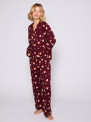 Loungeable Red Hot Latte Long Sleeve Button Down Traditional Pyjamas Set - Image 2 of 5