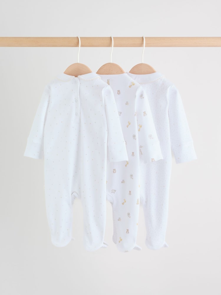 White Collar Baby Sleepsuits 3 Pack (0-2yrs) - Image 2 of 14 White Collar Baby Sleepsuits 3 Pack (0-2yrs) - Image 2 of 14