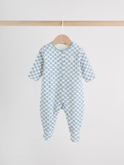 Blue 2 Pack Quilted Baby Sleepsuits - Image 3 of 14
