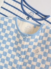 Blue 2 Pack Quilted Baby Sleepsuits - Image 7 of 14