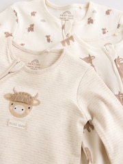 Neutral Hamish Two Way Zip Baby Sleepsuits 3 Pack (0-2yrs) - Image 12 of 15