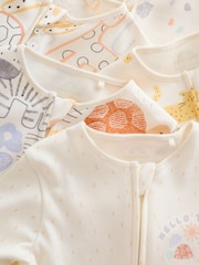 Cream Safari Two Way Zip Baby Sleepsuits 5 Pack (0mths-3yrs) - Image 10 of 15