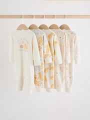 Cream Safari Two Way Zip Baby Sleepsuits 5 Pack (0mths-3yrs) - Image 2 of 15