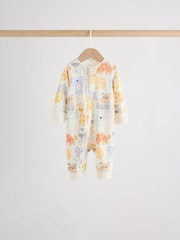 Cream Safari Two Way Zip Baby Sleepsuits 5 Pack (0mths-3yrs) - Image 3 of 15