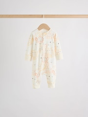 Cream Safari Two Way Zip Baby Sleepsuits 5 Pack (0mths-3yrs) - Image 5 of 15