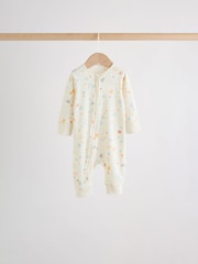 Cream Safari Two Way Zip Baby Sleepsuits 5 Pack (0mths-3yrs) - Image 6 of 15