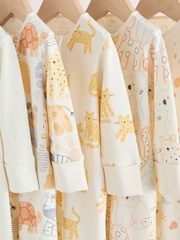 Cream Safari Two Way Zip Baby Sleepsuits 5 Pack (0mths-3yrs) - Image 9 of 15