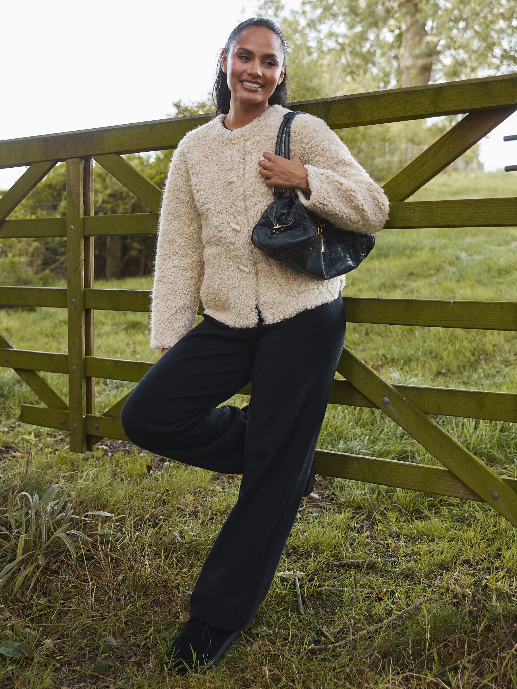 Buy South Beach Cream Button up Curly Fur Jacket from Next USA