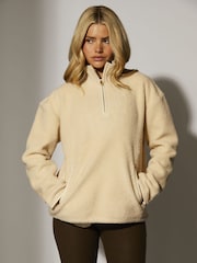 South Beach Cream Fleece Back Borg 1/4 Zip Jumper - Image 1 of 9