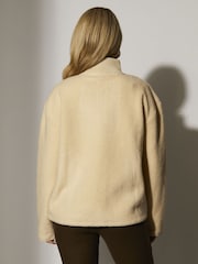 South Beach Cream Fleece Back Borg 1/4 Zip Jumper - Image 3 of 9