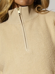 South Beach Cream Fleece Back Borg 1/4 Zip Jumper - Image 4 of 9