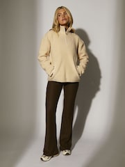 South Beach Cream Fleece Back Borg 1/4 Zip Jumper - Image 5 of 9