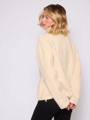 South Beach Cream Fleece Back Borg 1/4 Zip Jumper - Image 6 of 9