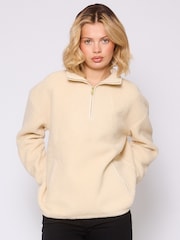 South Beach Cream Fleece Back Borg 1/4 Zip Jumper - Image 7 of 9