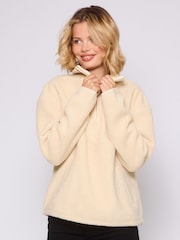 South Beach Cream Fleece Back Borg 1/4 Zip Jumper - Image 8 of 9