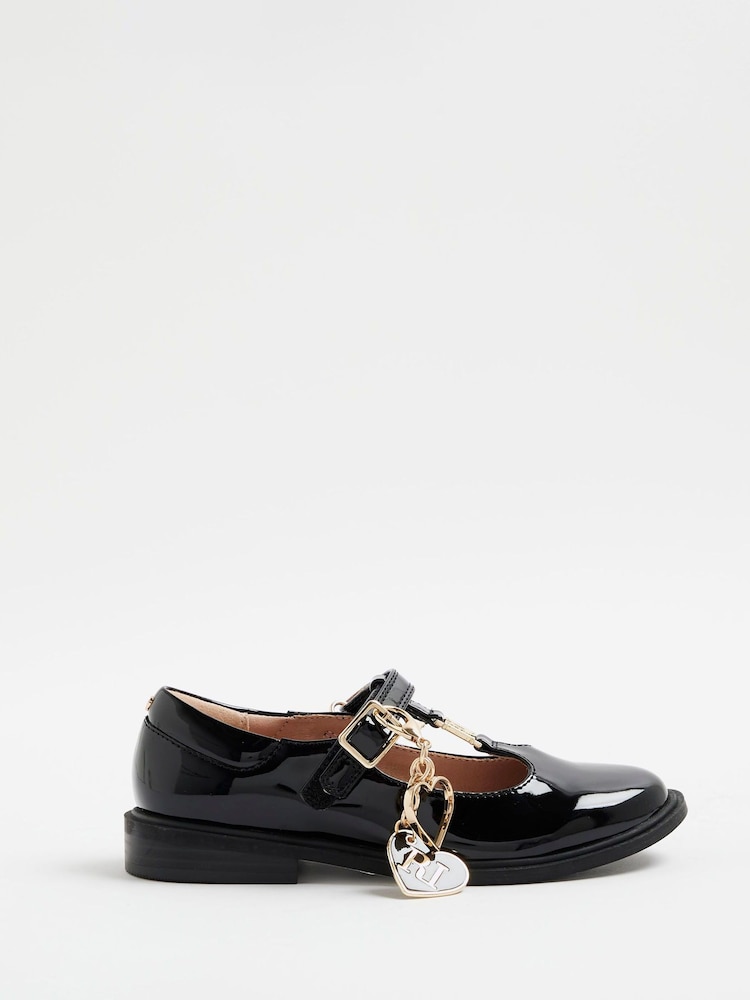 River Island Black Girls T Bar Ballet With Charm Shoes - Image 1 of 5 River Island Black Girls T Bar Ballet With Charm Shoes - Image 1 of 5