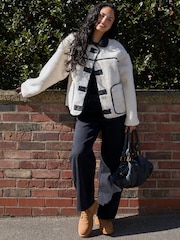 South Beach Reversable Borg PU Button Down Jacket - Imagen 2 de 6