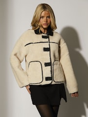 South Beach Reversable Borg PU Button Down Jacket - Imagen 5 de 6