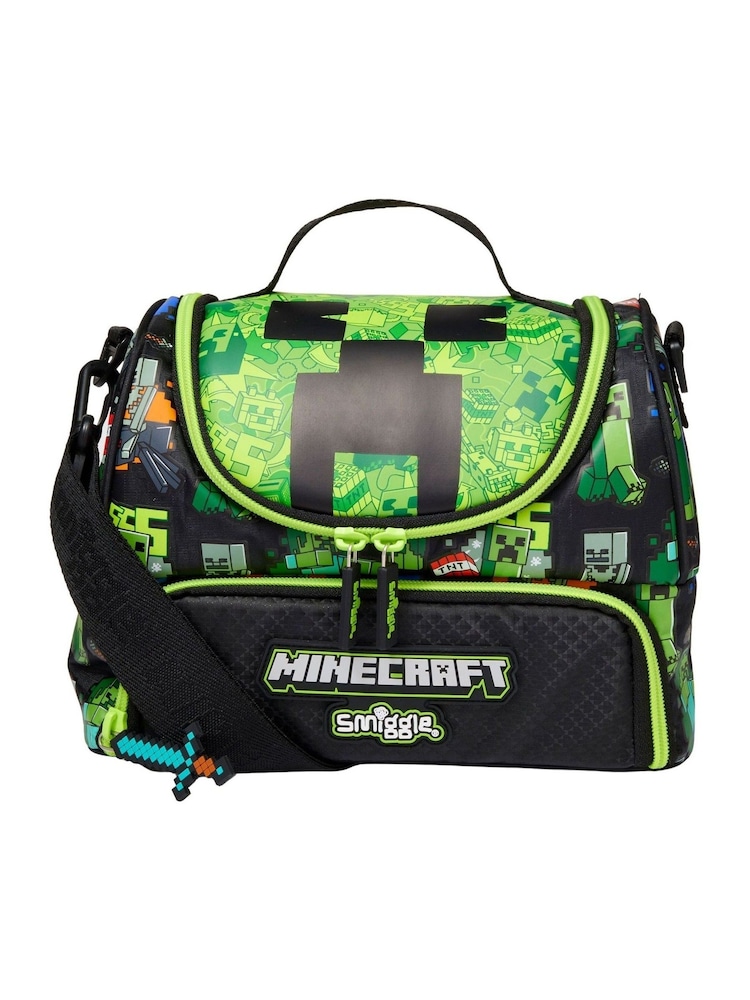 Smiggle Black Minecraft Double Pocket Lunchbox with Strap - Image 2 of 3