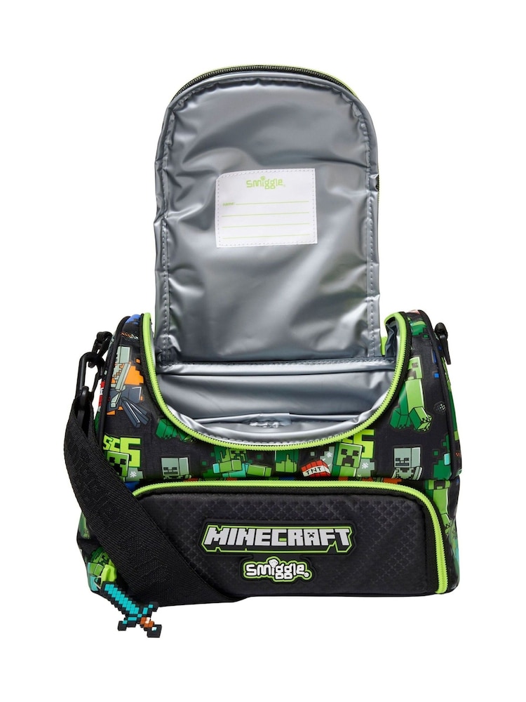 Smiggle Black Minecraft Double Pocket Lunchbox with Strap - Image 3 of 3