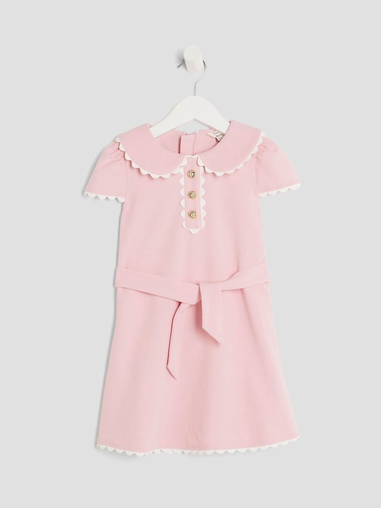 River Island Pink Girls Collared Scuba Dress - Image 1 of 4
